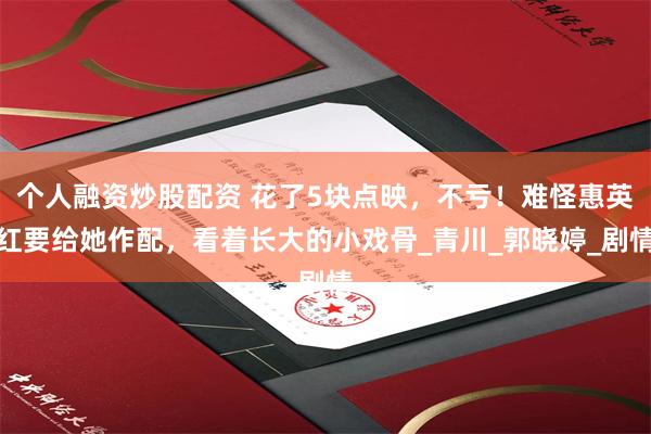 个人融资炒股配资 花了5块点映，不亏！难怪惠英红要给她作配，看着长大的小戏骨_青川_郭晓婷_剧情